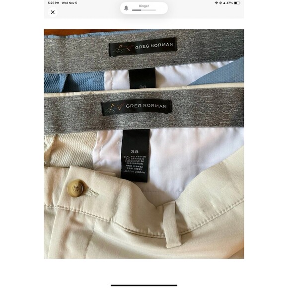 Greg Norman performance fabric stretch golf shorts men's size 38 set of 2 - Picture 9 of 12